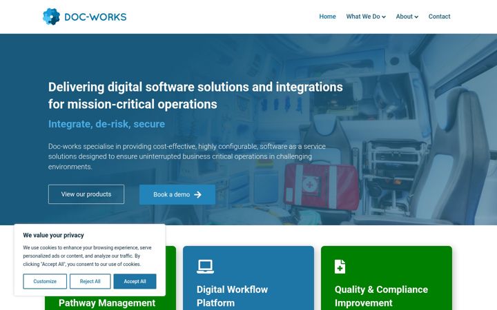 Screenshot ta' doc-works.co.uk