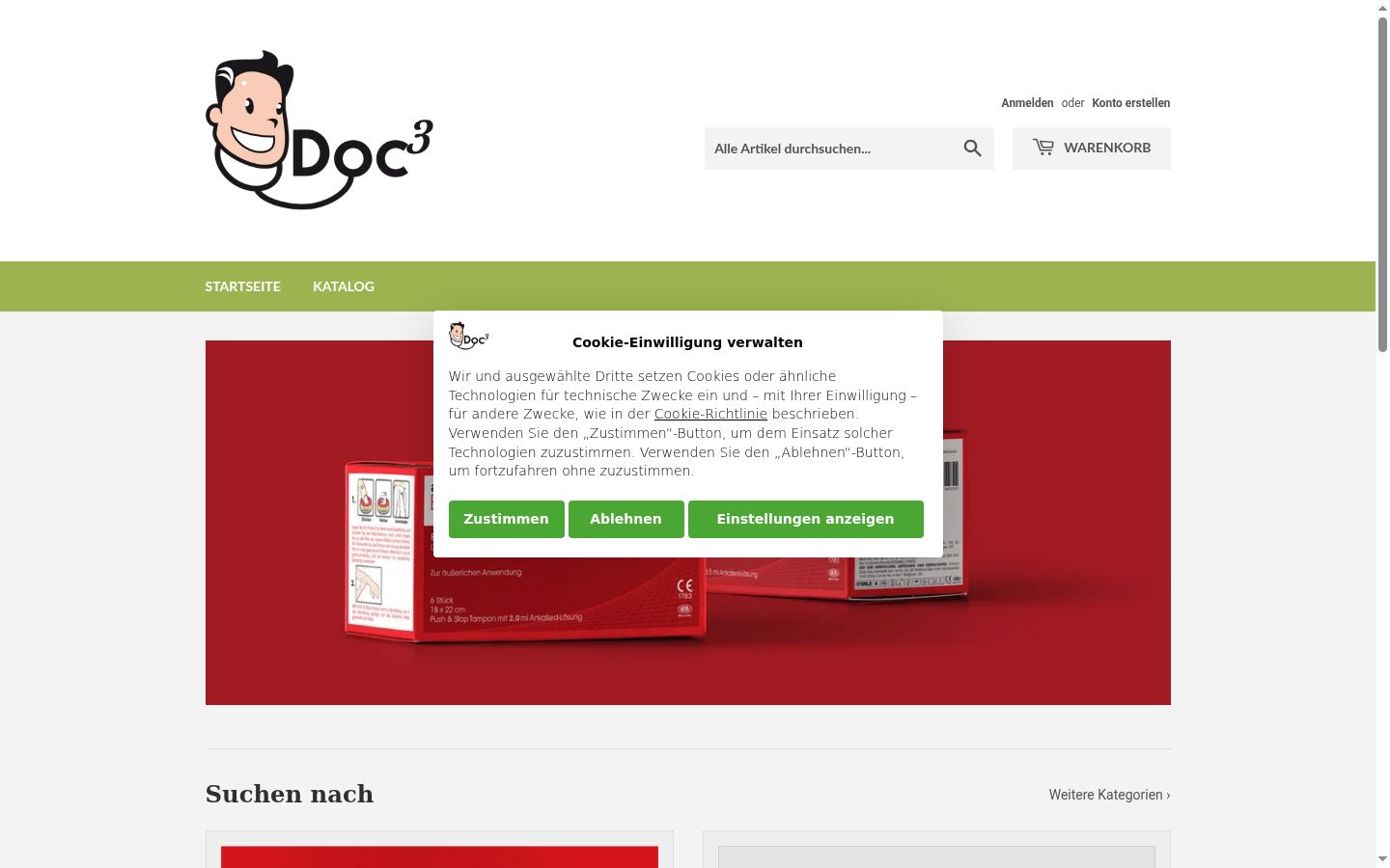 Captura de ecrã do banner de consentimento apresentado antes de qualquer interação