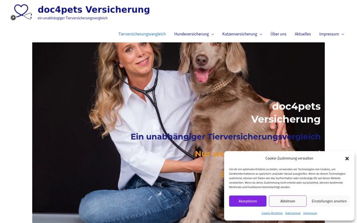 Posnetek zaslona doc4pets-versicherung.de