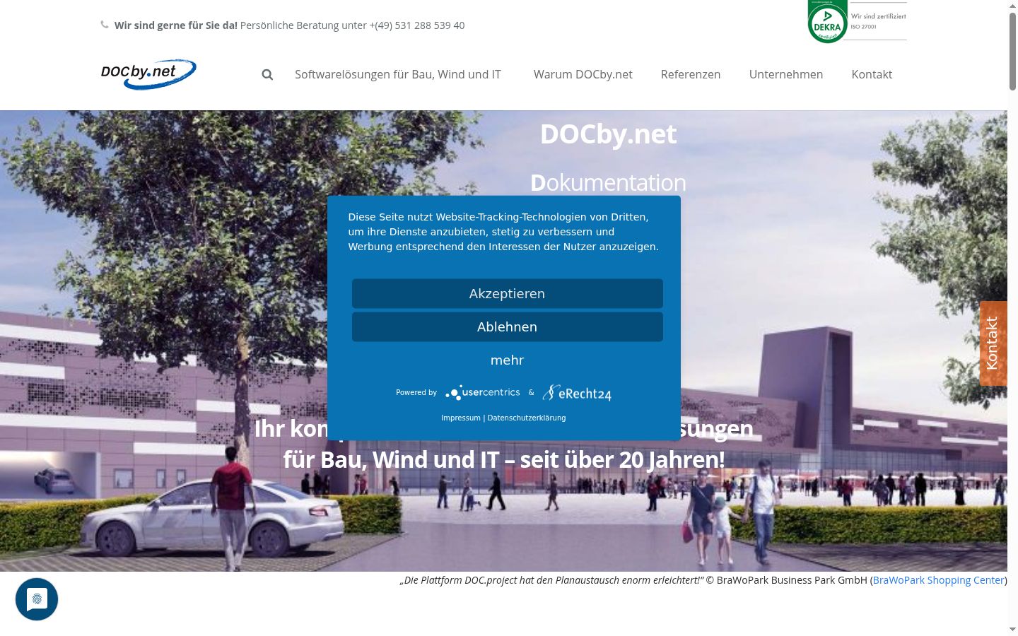 Screenshot des Einwilligungsbanners vor jeglicher Interaktion