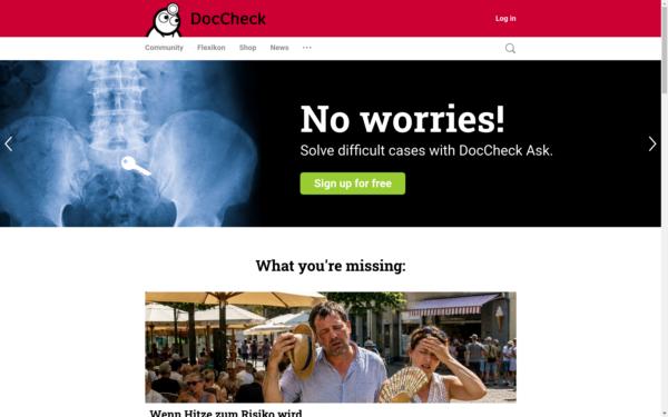 Screenshot of doccheck.com
