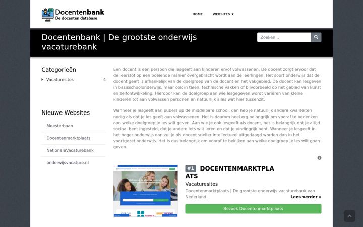 Posnetek zaslona docentenbank.nl