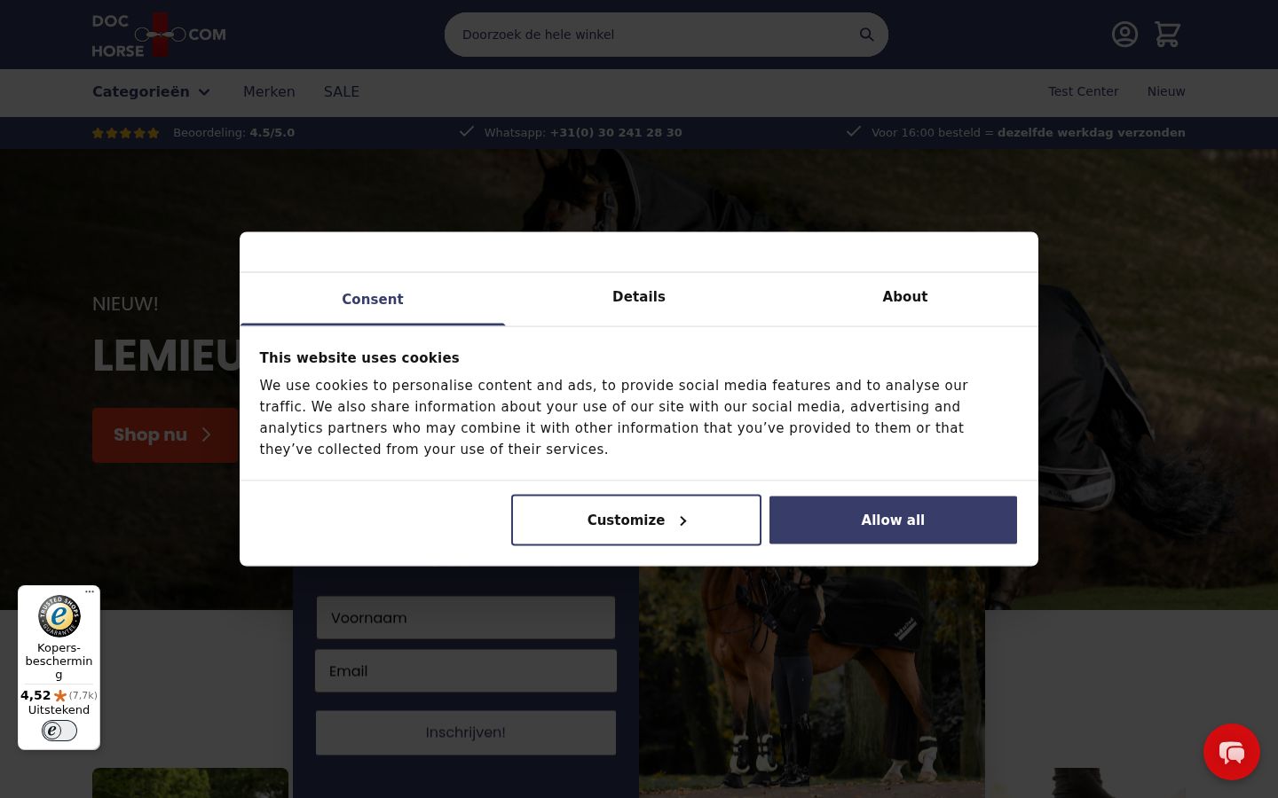 Screenshot of the consent banner shown before any interaction