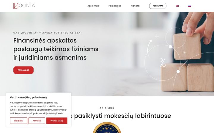 Snímek obrazovky docinta.lt