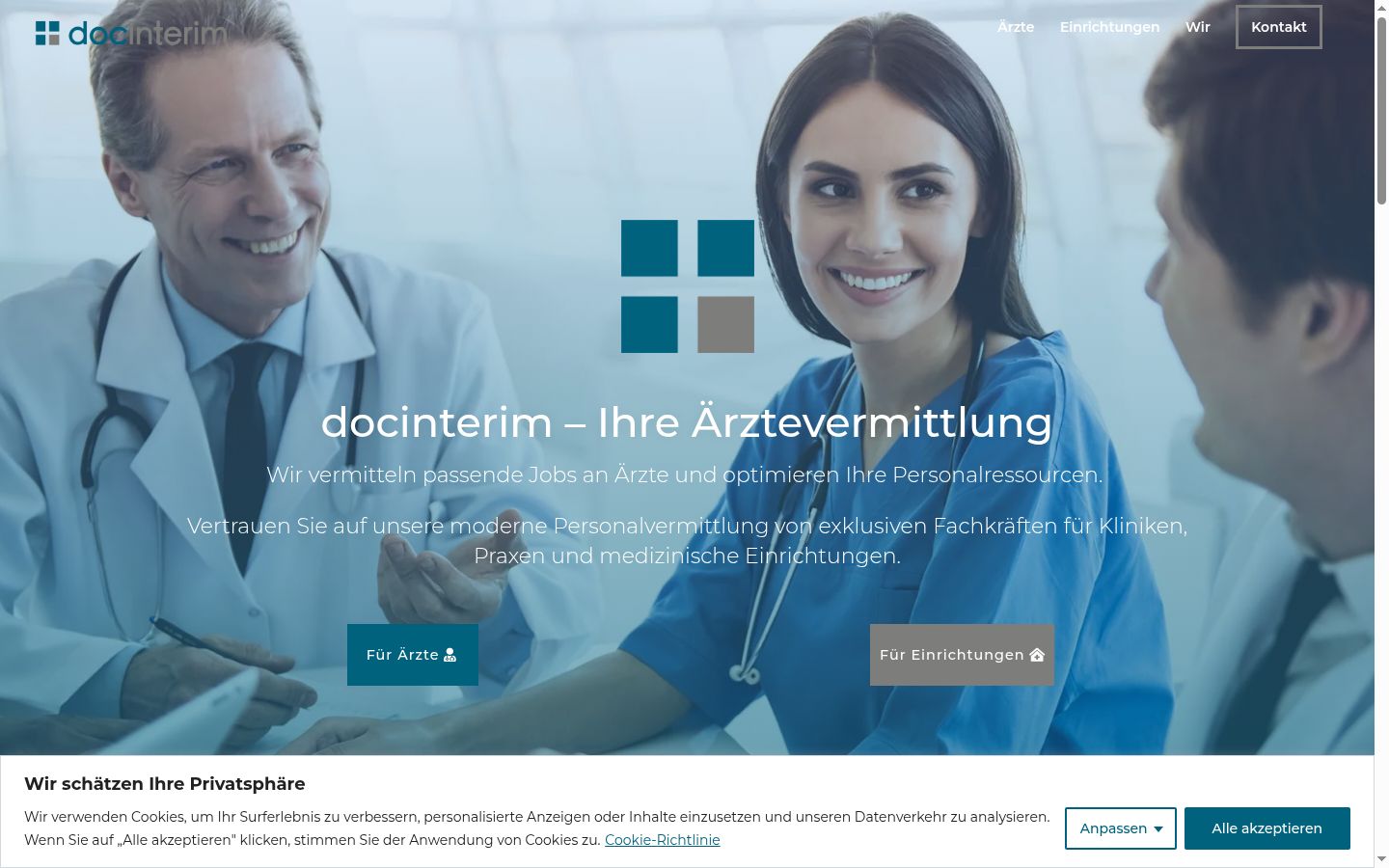 Screenshot des Einwilligungsbanners vor jeglicher Interaktion