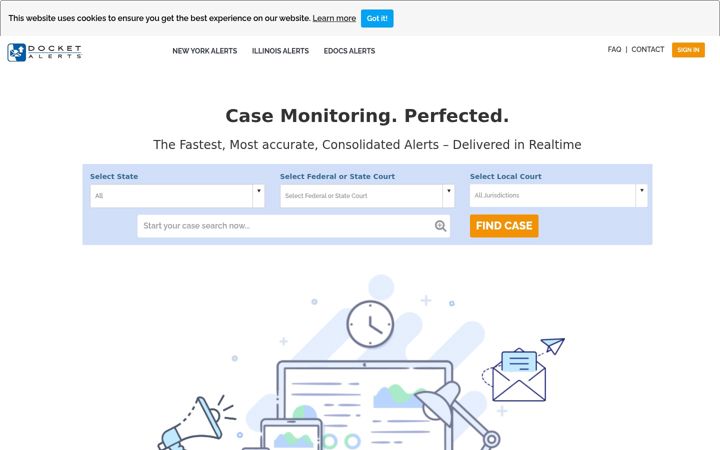 Screenshot of docketalerts.com