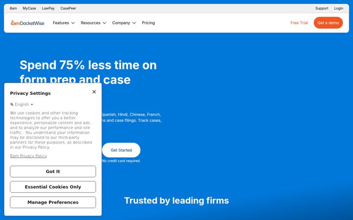 Screenshot of docketwise.com