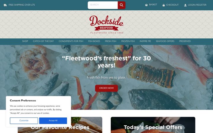 Screenshot ta' docksideseafood.co.uk