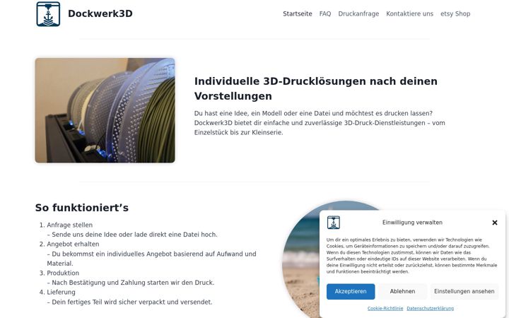 Screenshot of dockwerk3d.de