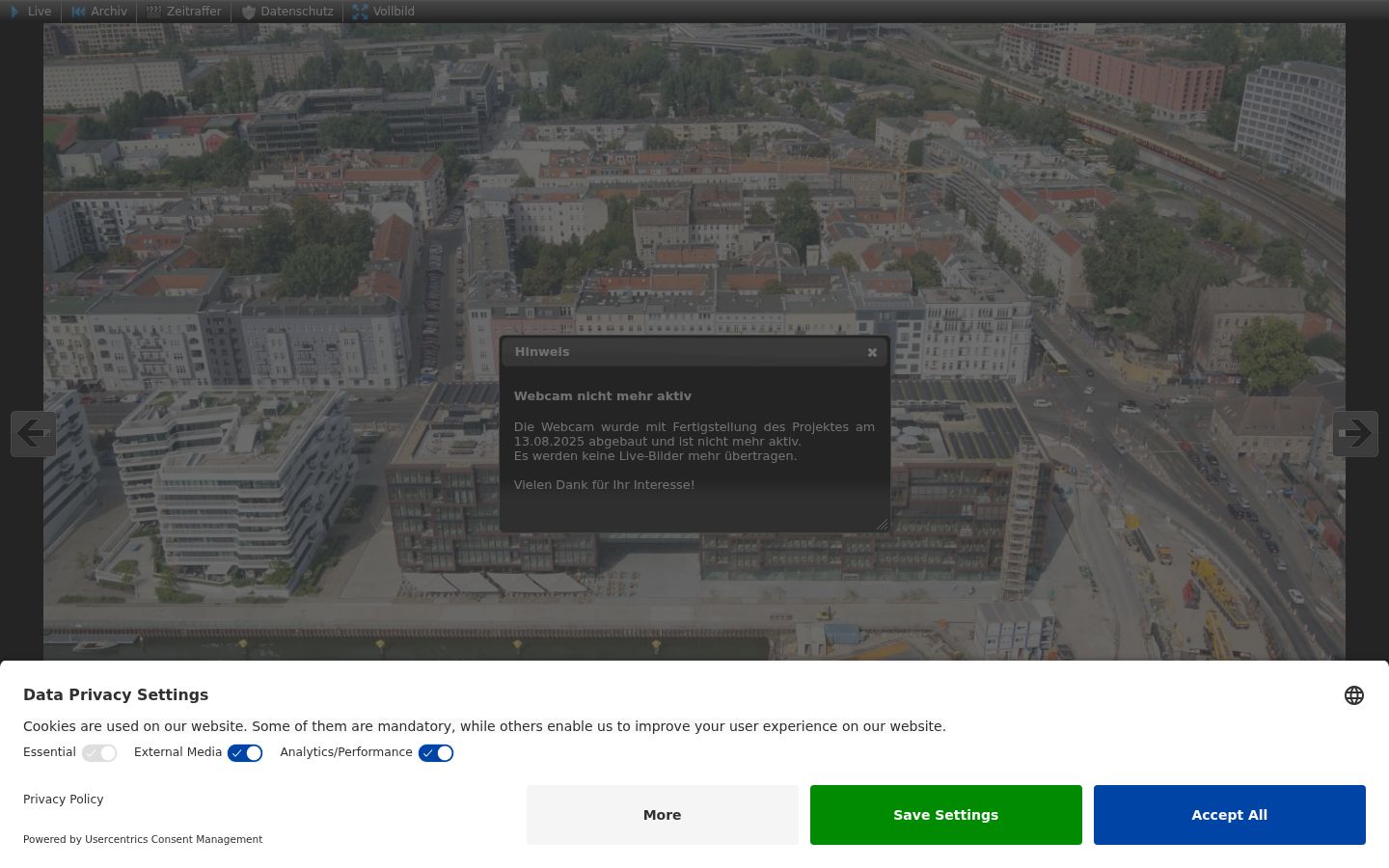 Screenshot des Einwilligungsbanners vor jeglicher Interaktion