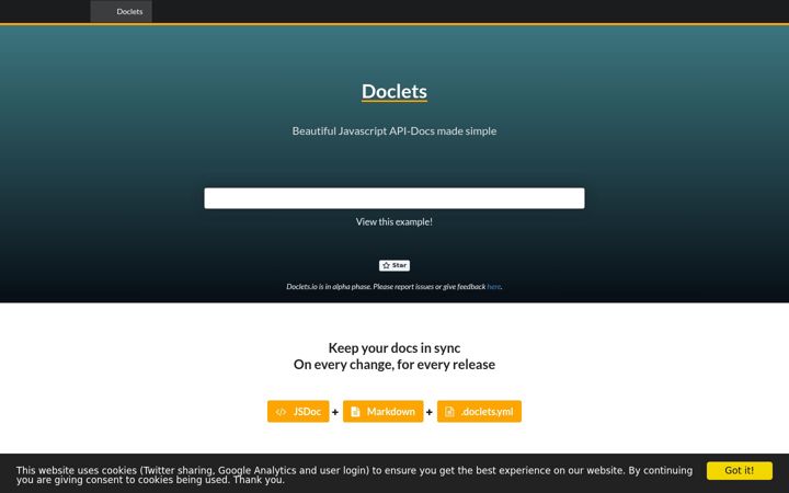 Ekrānuzņēmums no doclets.io