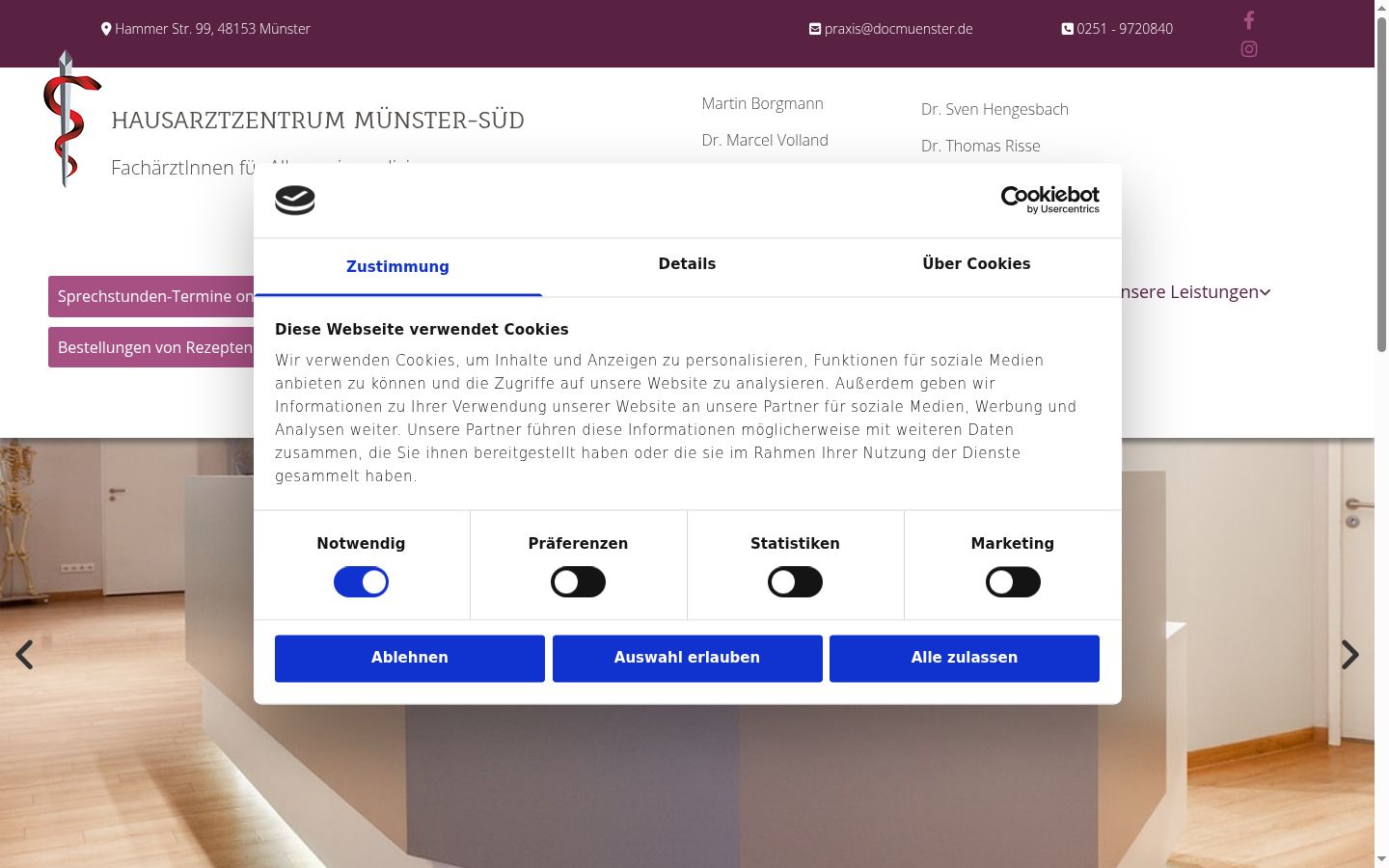 Screenshot del banner di consenso mostrato prima di qualsiasi interazione