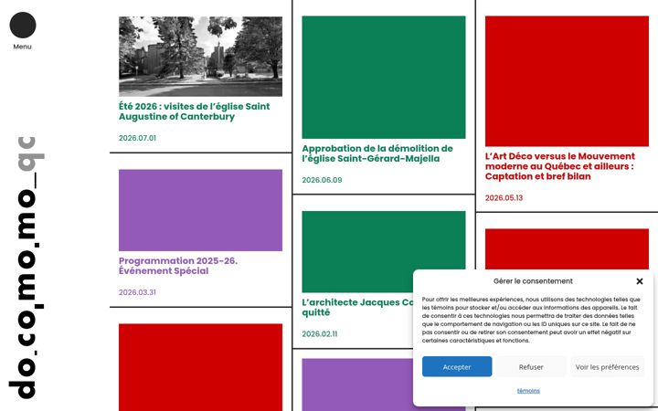 Screenshot stránky docomomoquebec.ca