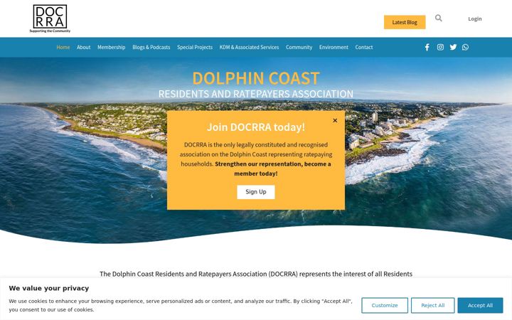 Screenshot of docrra.co.za