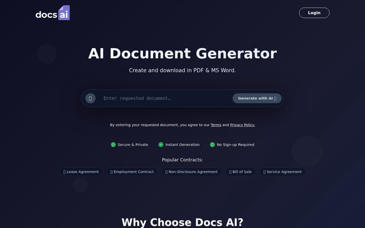 Snímek obrazovky docs.ai