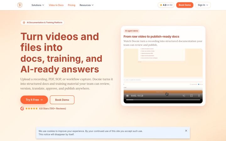Screenshot of docsie.io