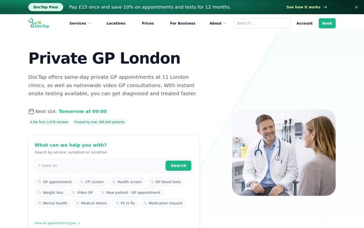 Screenshot ta' doctap.co.uk
