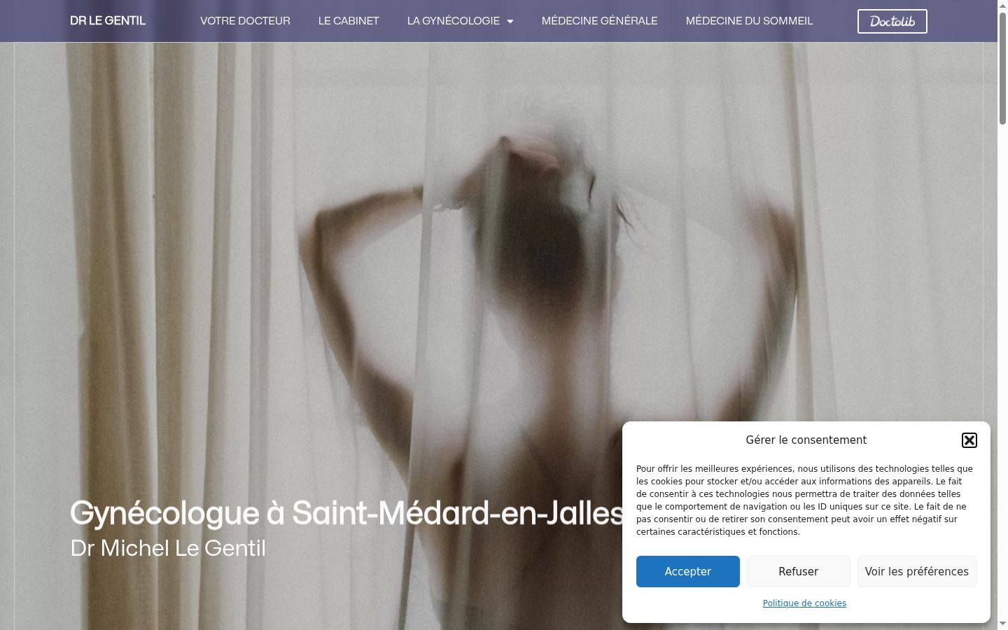 Capture d'écran de la bannière de consentement affichée avant toute interaction