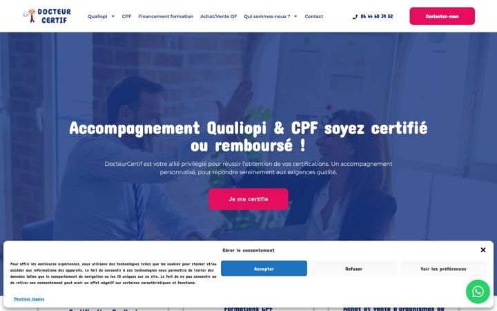 Zrzut ekranu docteurcertif.fr