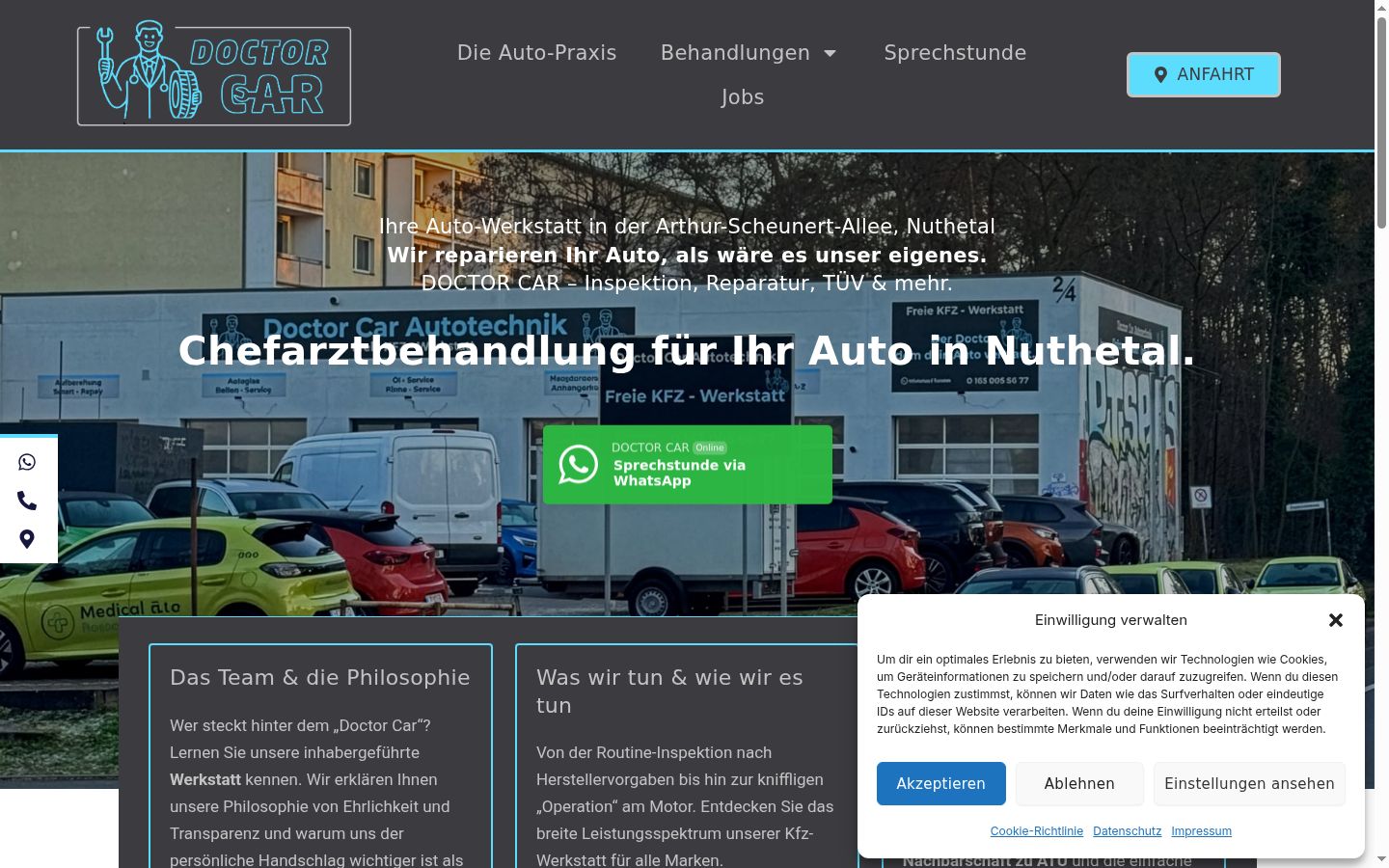 Screenshot des Einwilligungsbanners vor jeglicher Interaktion