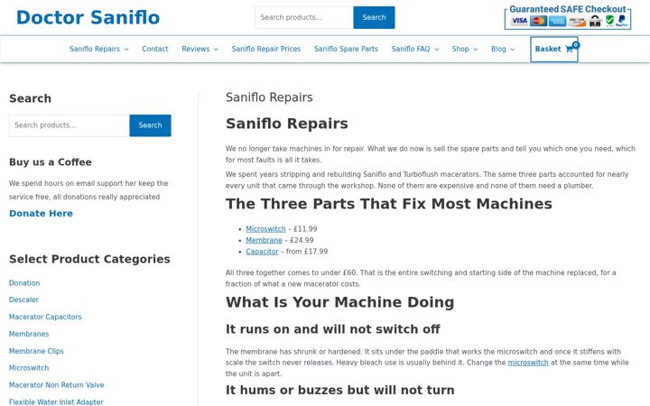 Screenshot of doctor-saniflo.co.uk