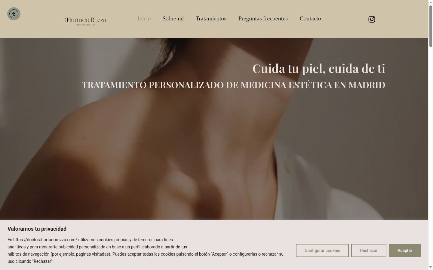 Captura de ecrã do banner de consentimento apresentado antes de qualquer interação