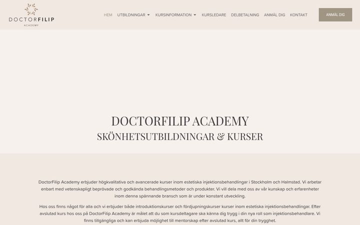Ekrano kopija doctorfilipacademy.se