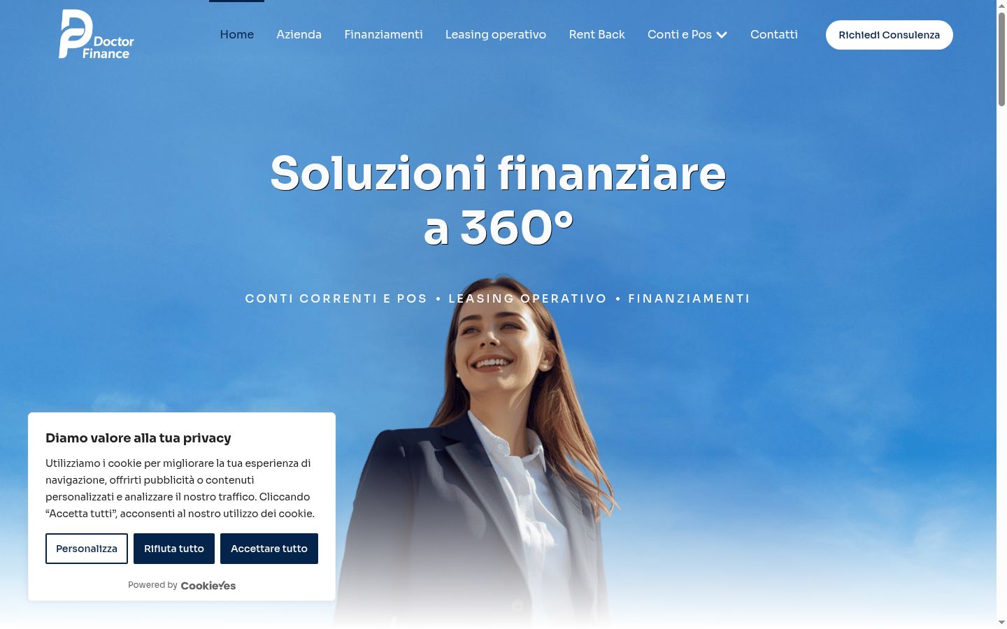 Captura de ecrã do banner de consentimento apresentado antes de qualquer interação