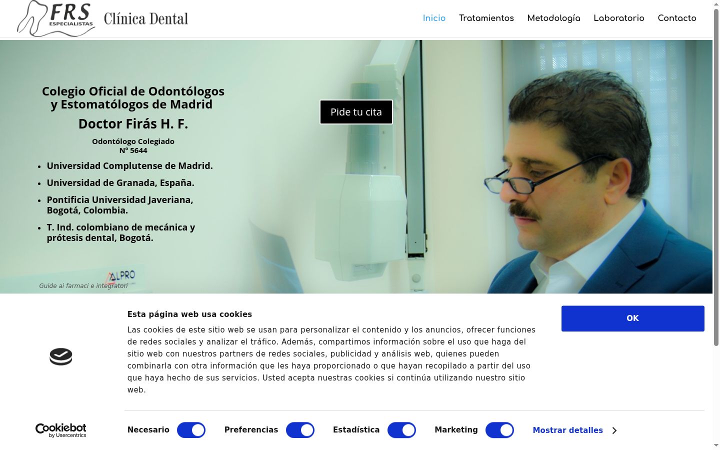 Screenshot del banner di consenso mostrato prima di qualsiasi interazione