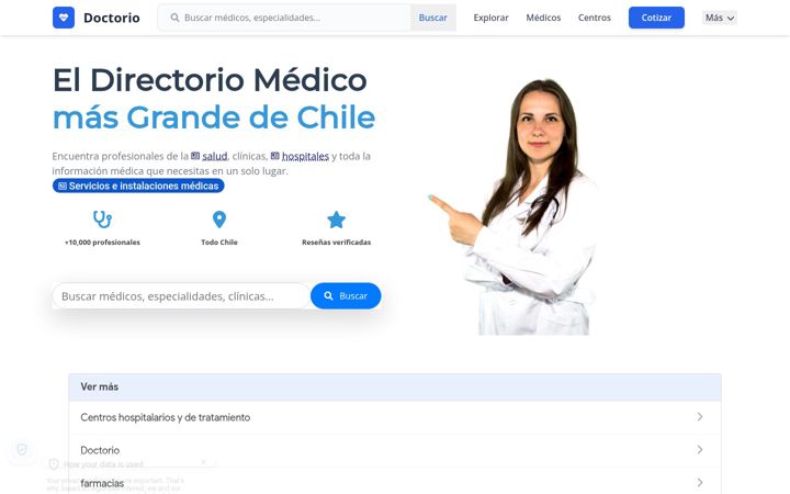 Snimka zaslona za doctorio.net