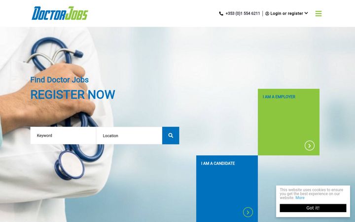 Snímek obrazovky doctorjobs.ie