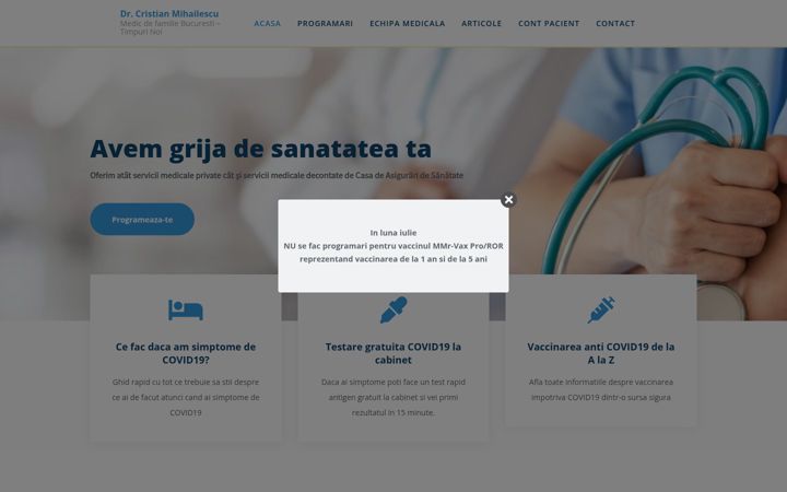 Captură de ecran a doctormihailescu.ro