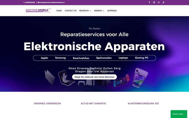 Posnetek zaslona doctormobilehaarlem.nl