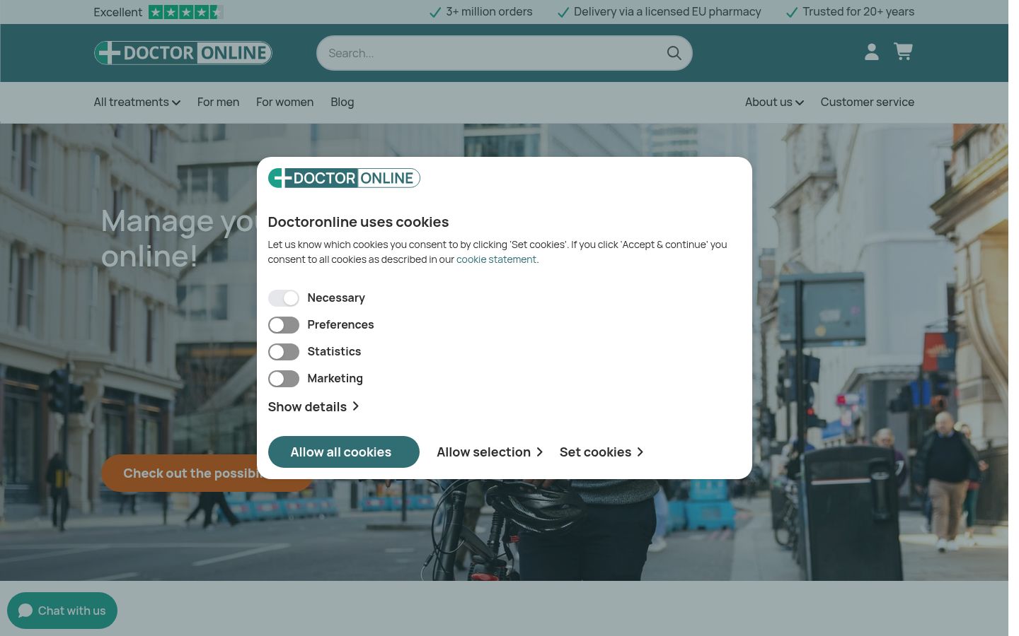 Screenshot of the consent banner shown before any interaction