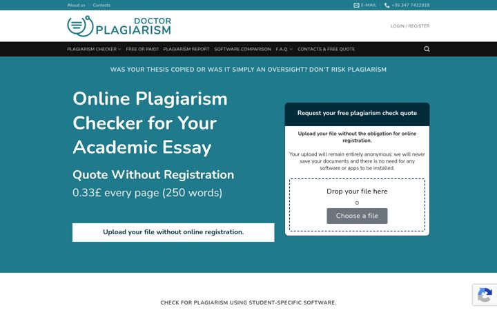 Screenshot of doctorplagiarism.com