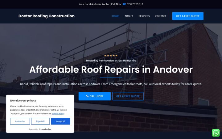 Screenshot of doctorroofingconstruction.co.uk