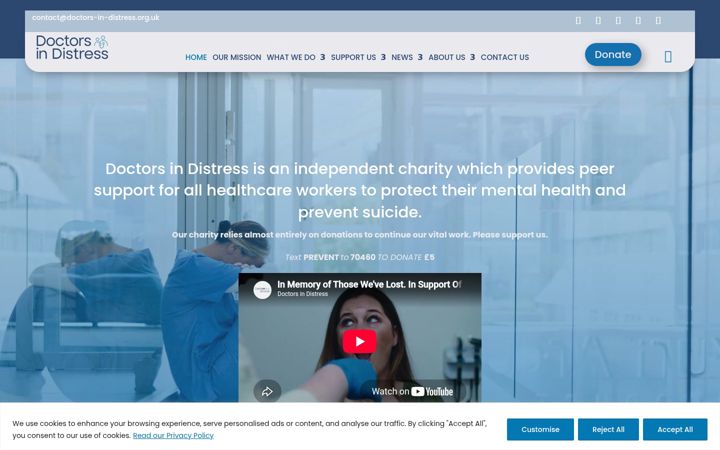 Screenshot van doctors-in-distress.org.uk
