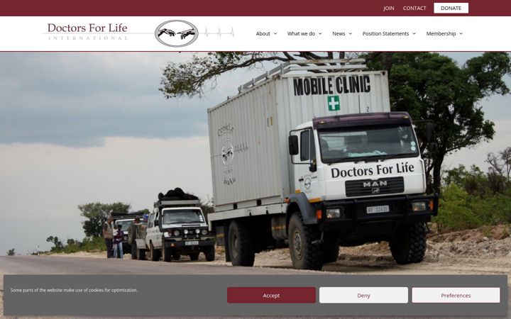 Screenshot of doctorsforlife.co.za