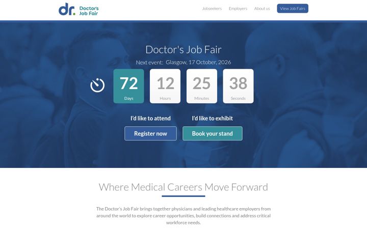Screenshot of doctorsjobfair.com