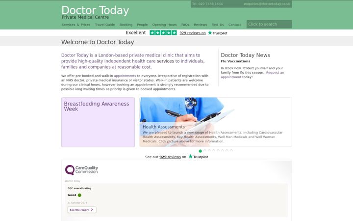 Screenshot van doctortoday.co.uk