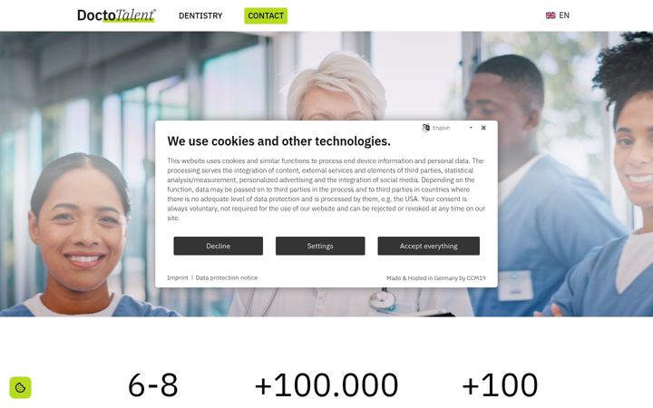 Screenshot of doctotalent.com