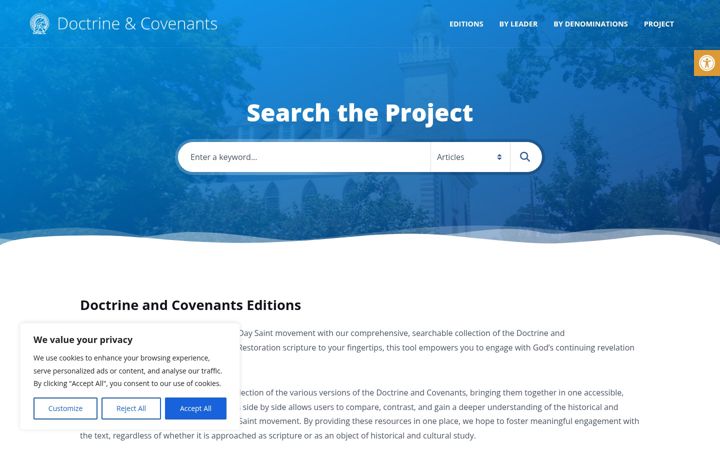 Screenshot of doctrineandcovenants.com