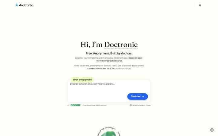Screenshot of doctronic.ai