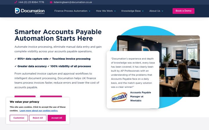 Screenshot of documation.co.uk