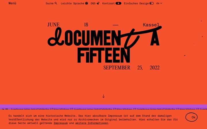 Captură de ecran a documenta-fifteen.de