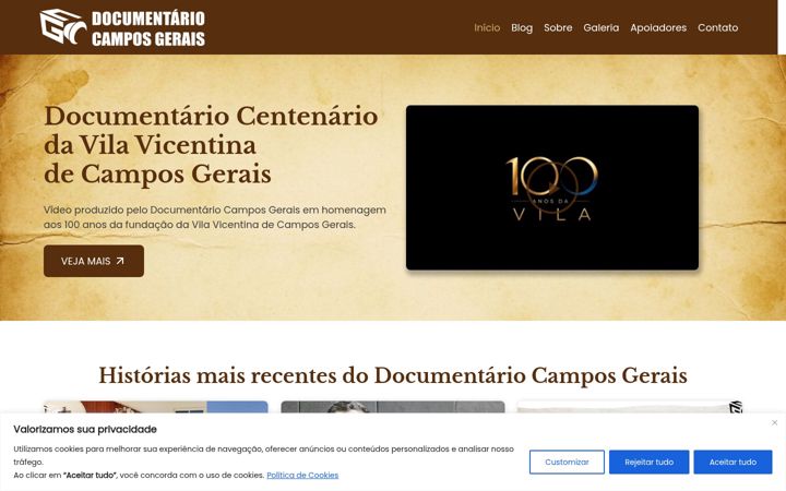 Screenshot ta' documentariocamposgerais.com.br
