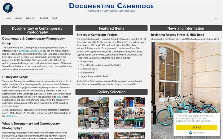 Screenshot of documentingcambridge.org.uk