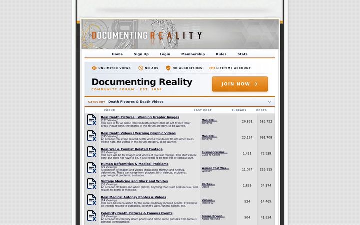 Screenshot ta' documentingreality.com