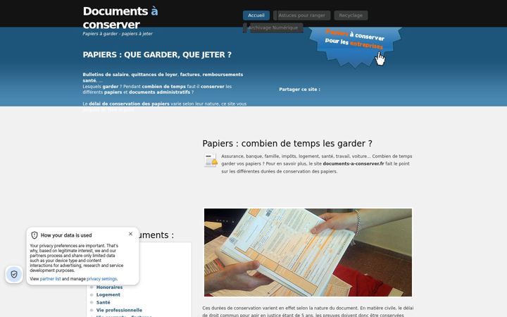 Screenshot of documents-a-conserver.fr