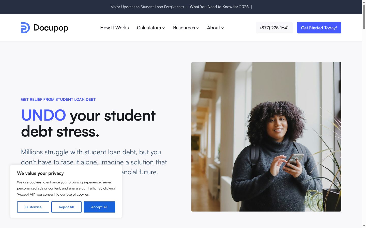 Screenshot of the consent banner shown before any interaction